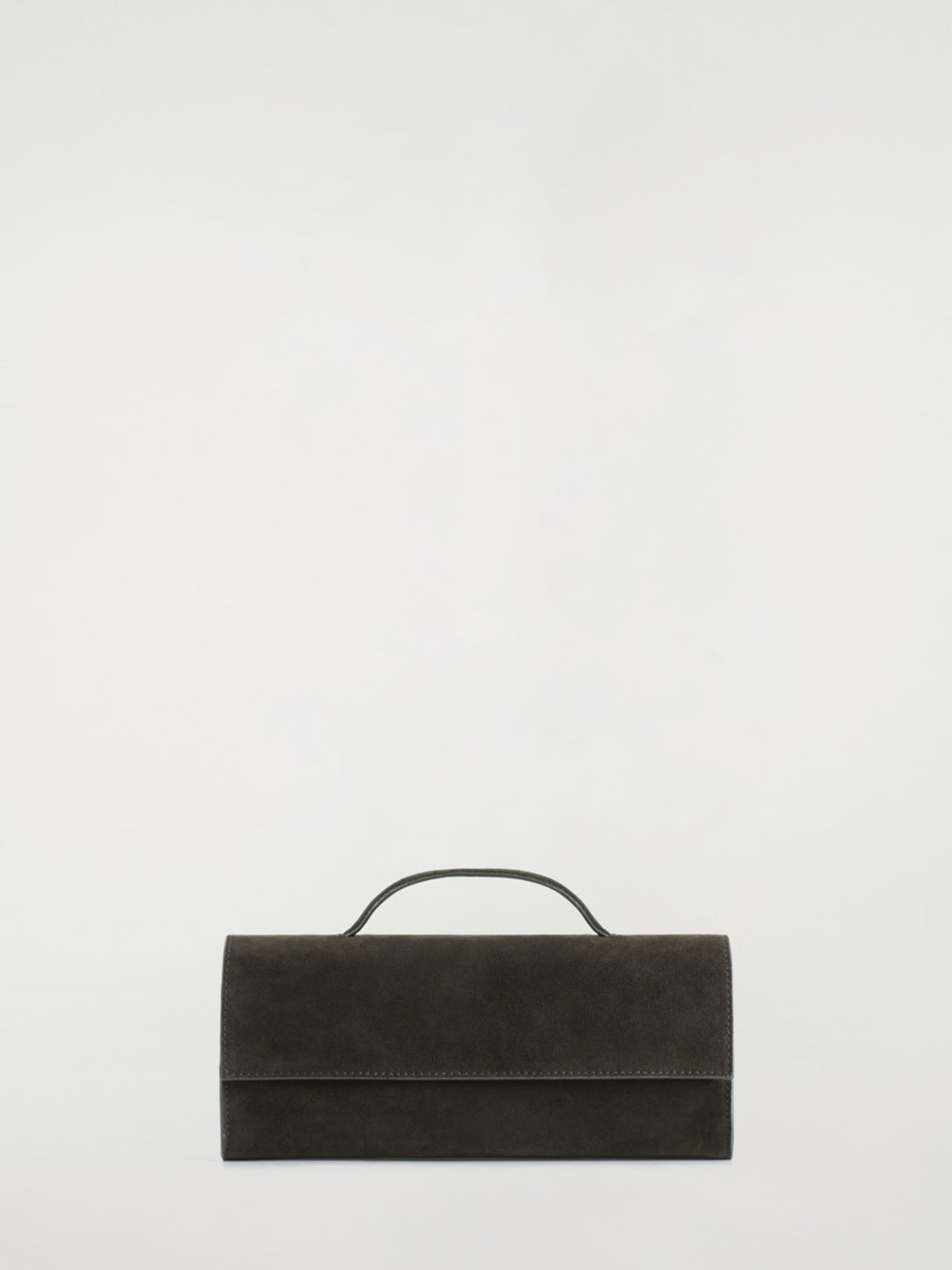 COS Gallery Clutch handbag Suede Top-Handle Clutin Dark Brown